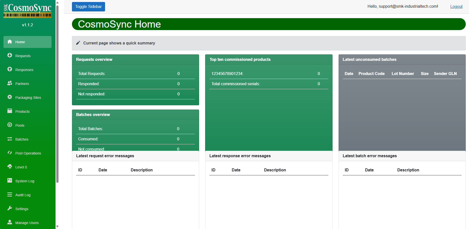 Serialization Level 4 platform dashboard for pharmaceutical serialization management